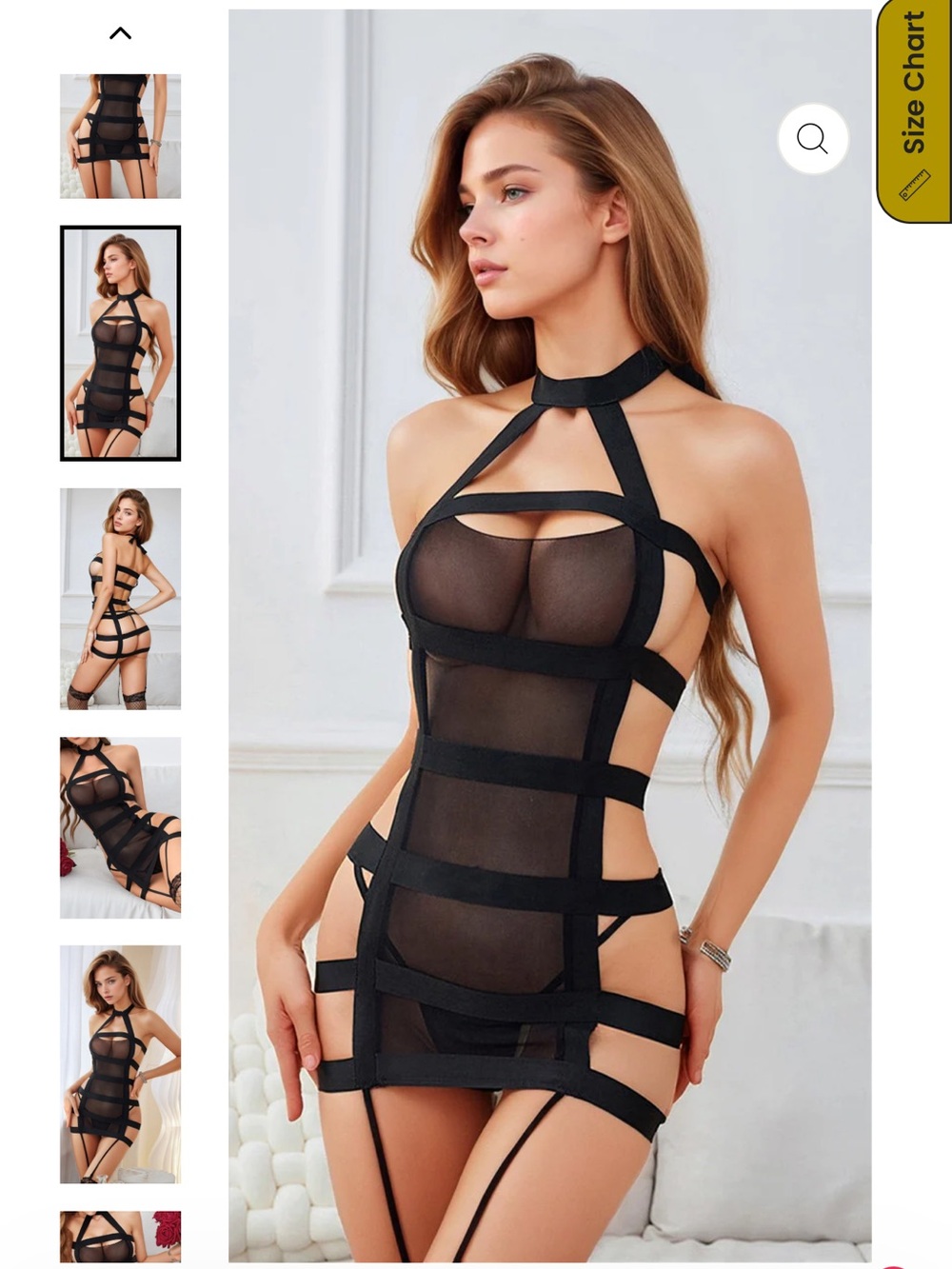 Strappy Black Sheer Cage Chemise